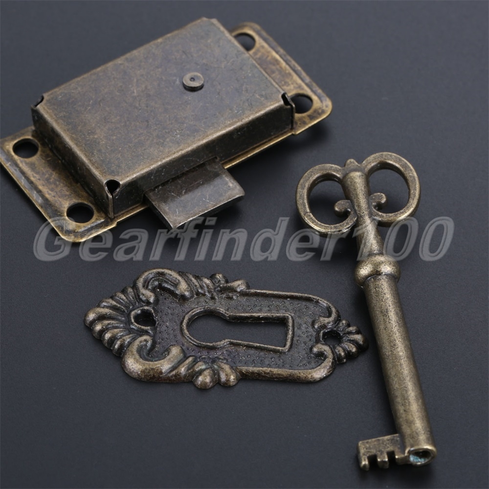 Classical Dark Wood Tone Cabinet Lock – Plating Iron & Zinc Alloy, Retro Drawer Lock